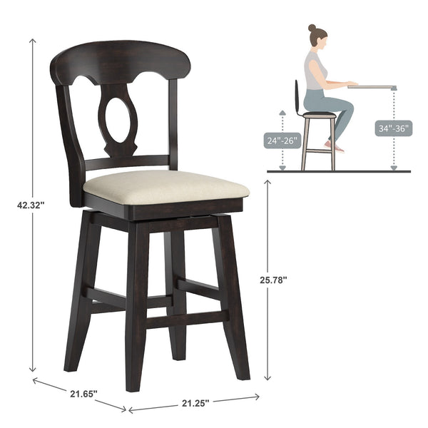 Lea Swivel Counter Stool Rubberwood Napoleon Back Padded Seat Kitchen Island