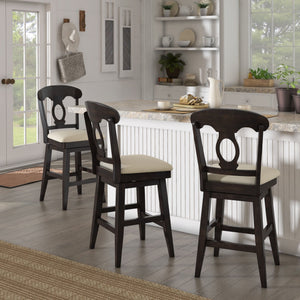 Lea Swivel Counter Stool Rubberwood Napoleon Back Padded Seat Kitchen Island
