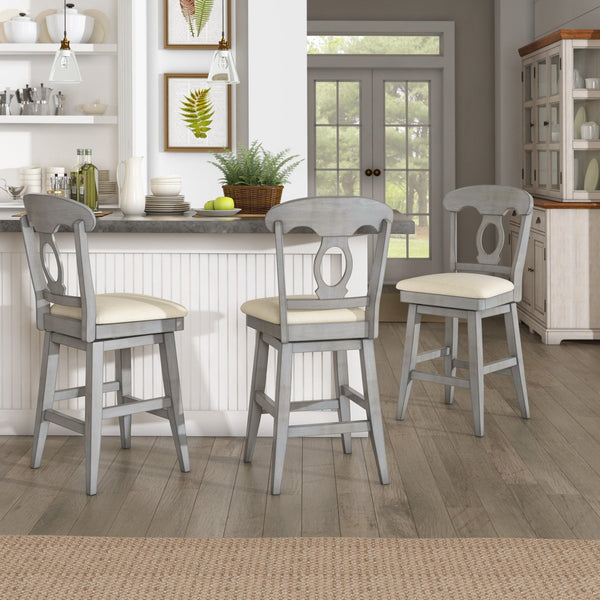 Lea Swivel Counter Stool Rubberwood Napoleon Back Padded Seat Kitchen Island