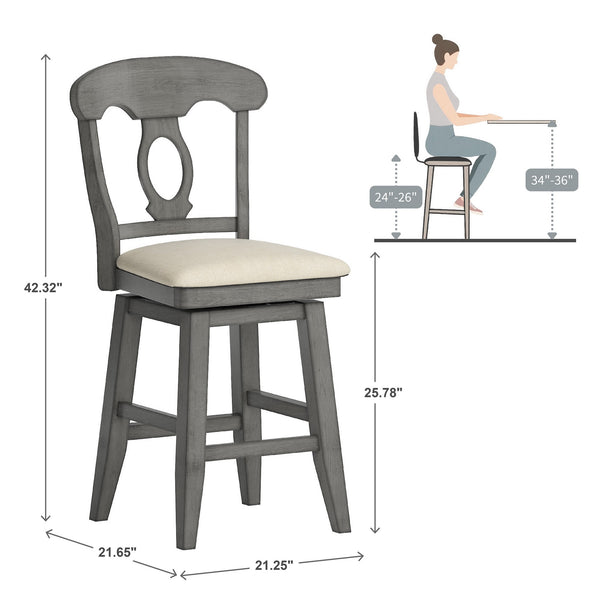 Lea Swivel Counter Stool Rubberwood Napoleon Back Padded Seat Kitchen Island