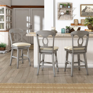 Lea Swivel Counter Stool Rubberwood Napoleon Back Padded Seat Kitchen Island