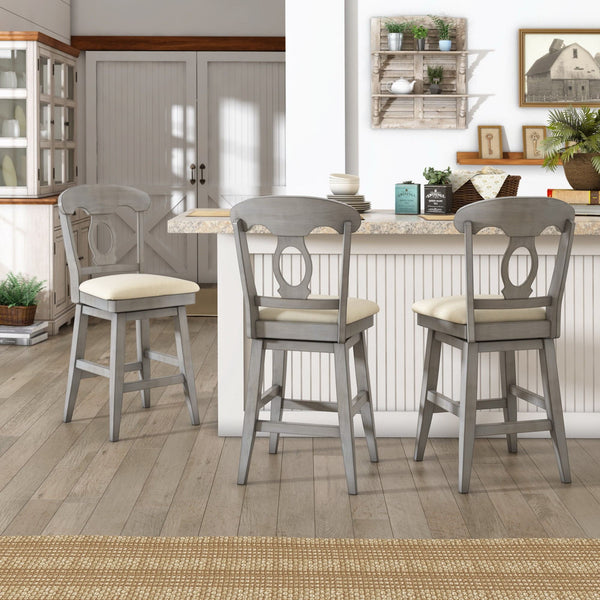 Lea Swivel Counter Stool Rubberwood Napoleon Back Padded Seat Kitchen Island