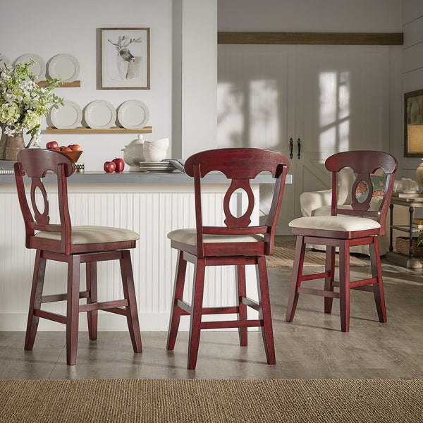Lea Swivel Counter Stool Rubberwood Napoleon Back Padded Seat Kitchen Island