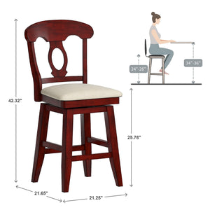 Lea Swivel Counter Stool Rubberwood Napoleon Back Padded Seat Kitchen Island