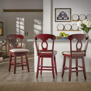 Lea Swivel Counter Stool Rubberwood Napoleon Back Padded Seat Kitchen Island