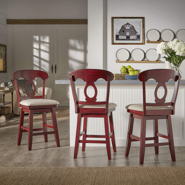 Lea Swivel Counter Stool Rubberwood Napoleon Back Padded Seat Kitchen Island