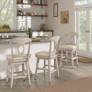 Lea Swivel Counter Stool Rubberwood Napoleon Back Padded Seat Kitchen Island