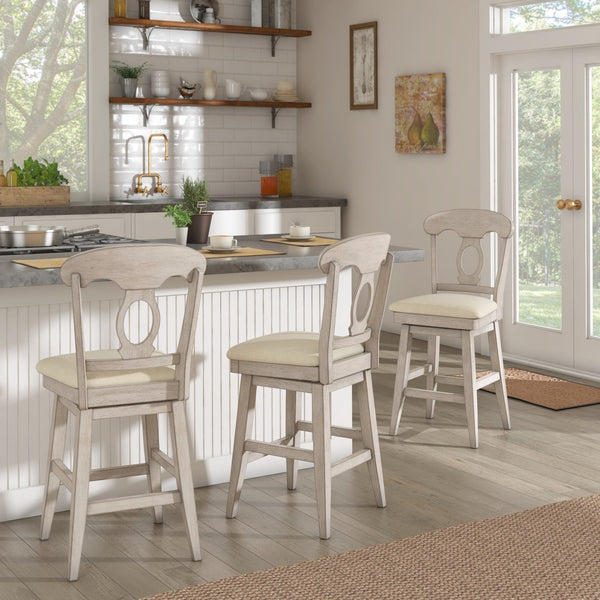 Lea Swivel Counter Stool Rubberwood Napoleon Back Padded Seat Kitchen Island
