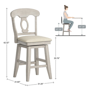 Lea Swivel Counter Stool Rubberwood Napoleon Back Padded Seat Kitchen Island