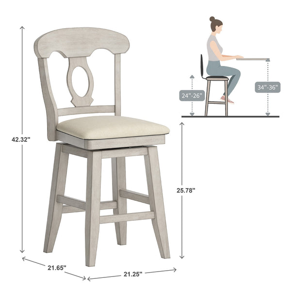 Lea Swivel Counter Stool Rubberwood Napoleon Back Padded Seat Kitchen Island