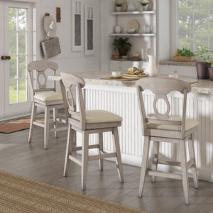 Lea Swivel Counter Stool Rubberwood Napoleon Back Padded Seat Kitchen Island