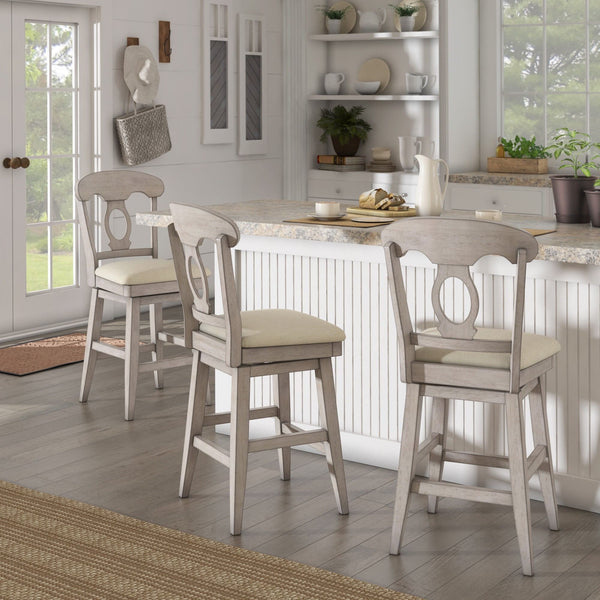 Lea Swivel Counter Stool Rubberwood Napoleon Back Padded Seat Kitchen Island