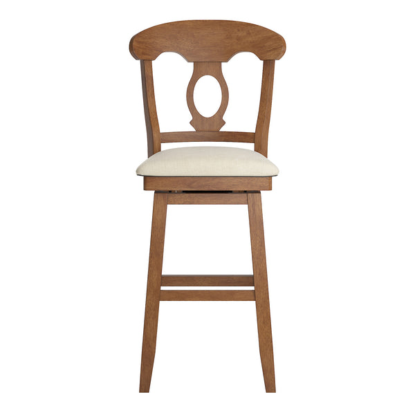 Homelegance Lea Oval Napoleon Back Swivel Barstool Rubberwood Frame Upholstered Kitchen Seating Oak 530SW4-29AK