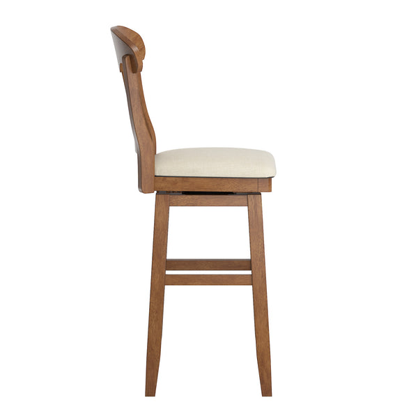 Lea Oval Napoleon Back Swivel Barstool Rubberwood Frame Upholstered Kitchen Seating