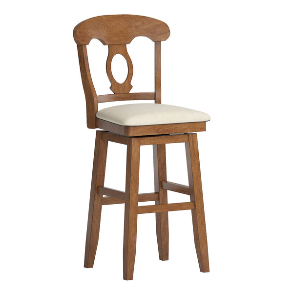 Lea Oval Napoleon Back Swivel Barstool Rubberwood Frame Upholstered Kitchen Seating