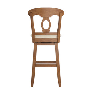 Lea Oval Napoleon Back Swivel Barstool Rubberwood Frame Upholstered Kitchen Seating