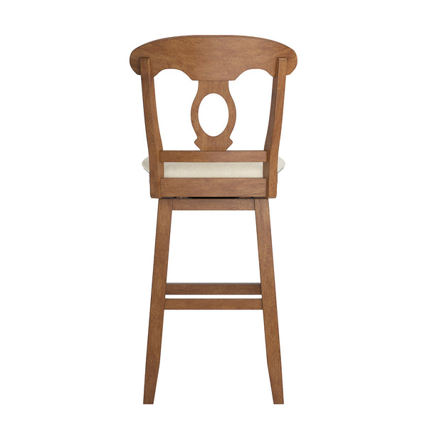 Lea Oval Napoleon Back Swivel Barstool Rubberwood Frame Upholstered Kitchen Seating