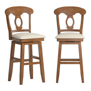 Lea Oval Napoleon Back Swivel Barstool Rubberwood Frame Upholstered Kitchen Seating