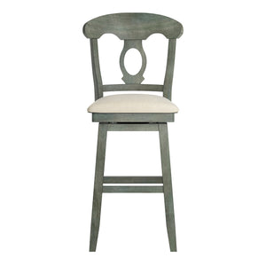 Lea Oval Napoleon Back Swivel Barstool Rubberwood Frame Upholstered Kitchen Seating