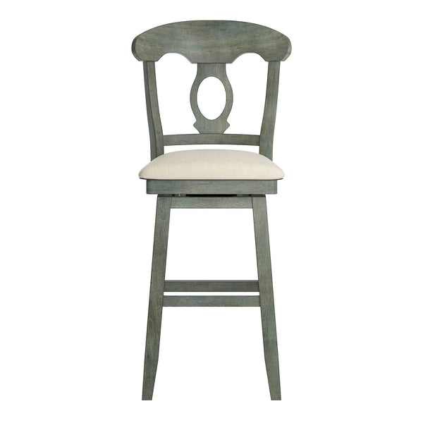 Lea Oval Napoleon Back Swivel Barstool Rubberwood Frame Upholstered Kitchen Seating