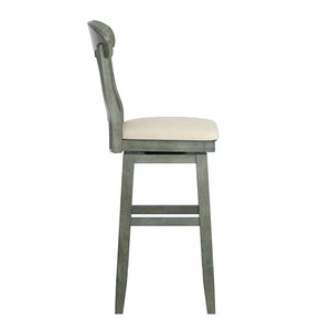 Lea Oval Napoleon Back Swivel Barstool Rubberwood Frame Upholstered Kitchen Seating