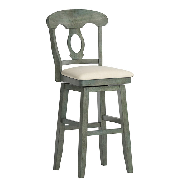 Lea Oval Napoleon Back Swivel Barstool Rubberwood Frame Upholstered Kitchen Seating