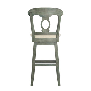 Lea Oval Napoleon Back Swivel Barstool Rubberwood Frame Upholstered Kitchen Seating