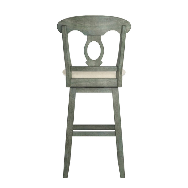 Lea Oval Napoleon Back Swivel Barstool Rubberwood Frame Upholstered Kitchen Seating