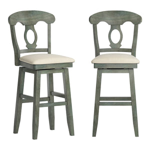 Lea Oval Napoleon Back Swivel Barstool Rubberwood Frame Upholstered Kitchen Seating