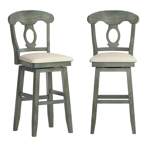 Lea Oval Napoleon Back Swivel Barstool Rubberwood Frame Upholstered Kitchen Seating