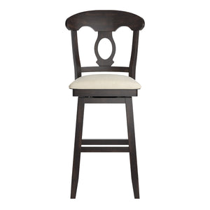 Lea Oval Napoleon Back Swivel Barstool Rubberwood Frame Upholstered Kitchen Seating