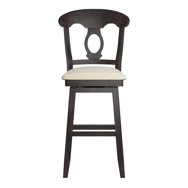 Lea Oval Napoleon Back Swivel Barstool Rubberwood Frame Upholstered Kitchen Seating