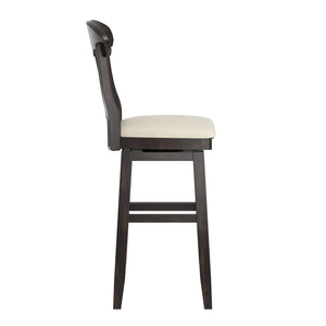 Lea Oval Napoleon Back Swivel Barstool Rubberwood Frame Upholstered Kitchen Seating