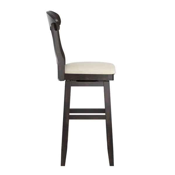Lea Oval Napoleon Back Swivel Barstool Rubberwood Frame Upholstered Kitchen Seating