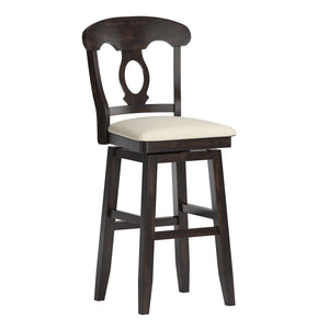 Lea Oval Napoleon Back Swivel Barstool Rubberwood Frame Upholstered Kitchen Seating