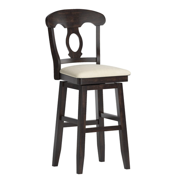 Lea Oval Napoleon Back Swivel Barstool Rubberwood Frame Upholstered Kitchen Seating