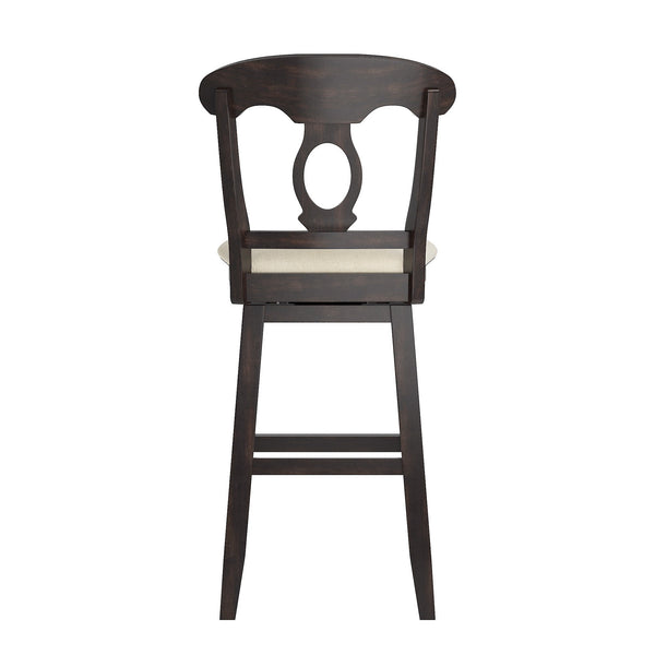 Lea Oval Napoleon Back Swivel Barstool Rubberwood Frame Upholstered Kitchen Seating