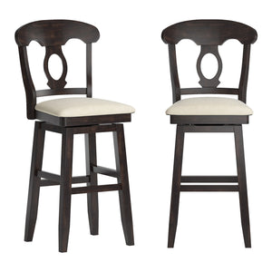Lea Oval Napoleon Back Swivel Barstool Rubberwood Frame Upholstered Kitchen Seating