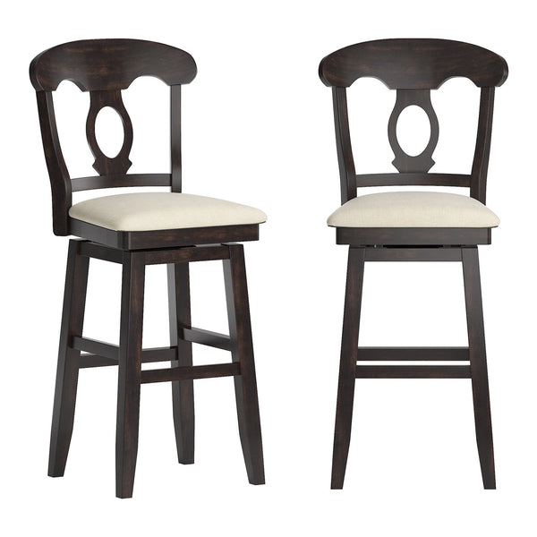 Lea Oval Napoleon Back Swivel Barstool Rubberwood Frame Upholstered Kitchen Seating