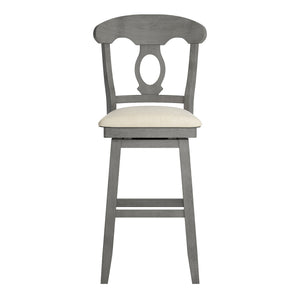 Lea Oval Napoleon Back Swivel Barstool Rubberwood Frame Upholstered Kitchen Seating