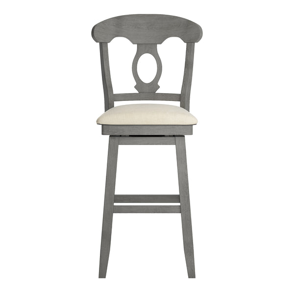 Lea Oval Napoleon Back Swivel Barstool Rubberwood Frame Upholstered Kitchen Seating