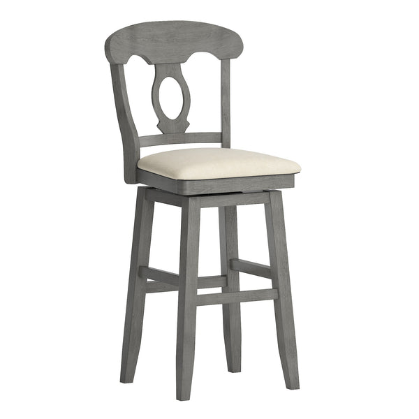 Lea Oval Napoleon Back Swivel Barstool Rubberwood Frame Upholstered Kitchen Seating