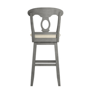 Lea Oval Napoleon Back Swivel Barstool Rubberwood Frame Upholstered Kitchen Seating