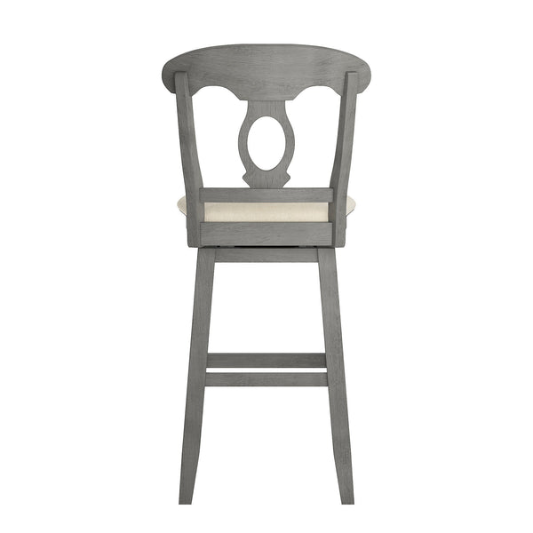 Lea Oval Napoleon Back Swivel Barstool Rubberwood Frame Upholstered Kitchen Seating