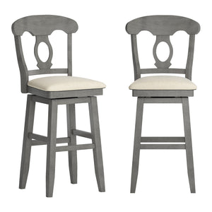Lea Oval Napoleon Back Swivel Barstool Rubberwood Frame Upholstered Kitchen Seating