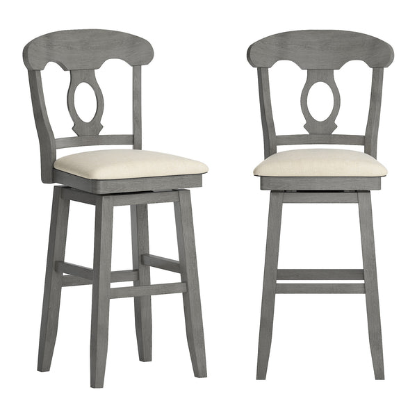 Lea Oval Napoleon Back Swivel Barstool Rubberwood Frame Upholstered Kitchen Seating