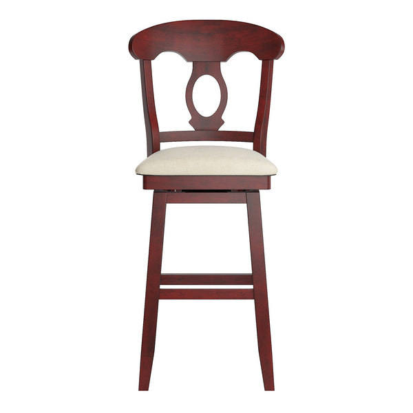 Lea Oval Napoleon Back Swivel Barstool Rubberwood Frame Upholstered Kitchen Seating