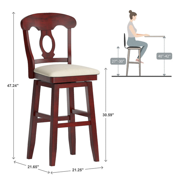 Lea Oval Napoleon Back Swivel Barstool Rubberwood Frame Upholstered Kitchen Seating