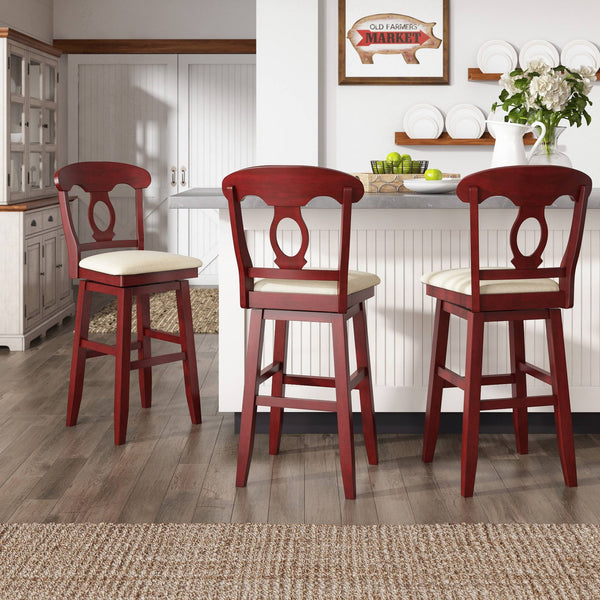 Lea Oval Napoleon Back Swivel Barstool Rubberwood Frame Upholstered Kitchen Seating