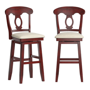 Lea Oval Napoleon Back Swivel Barstool Rubberwood Frame Upholstered Kitchen Seating